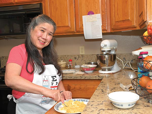 Lisa Moon baking in her kitchen