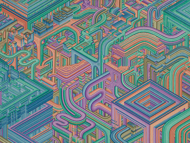 geometric tubular painting by Colin Prahl