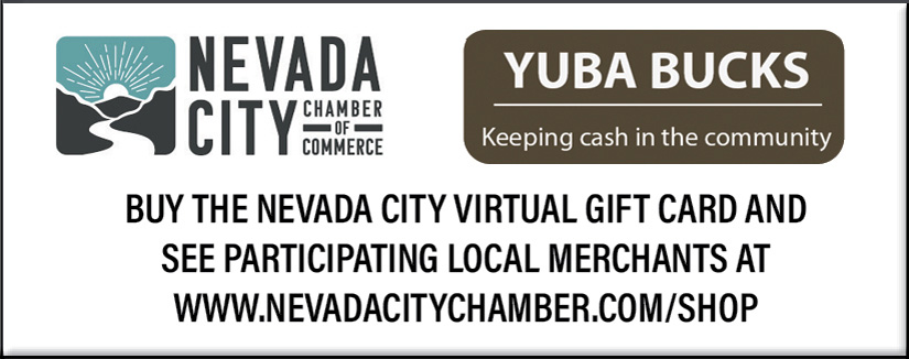 Nevada City Chamber of Commerce logo and Yuba Bucks badge